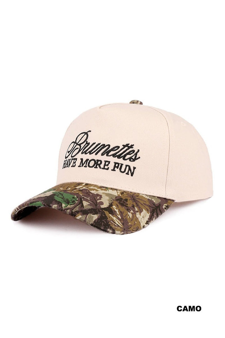 Brunettes have more fun two-tone canvas cotton cap