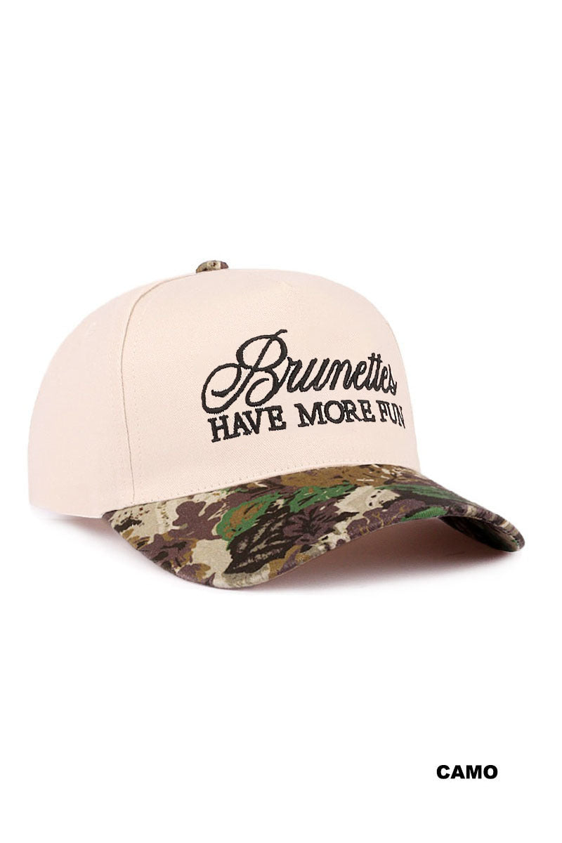 Brunettes have more fun two-tone canvas cotton cap
