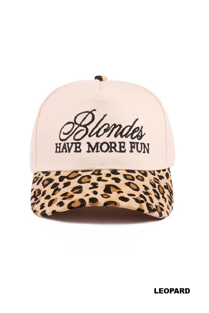 Blondes have more fun two-tone canvas cotton cap