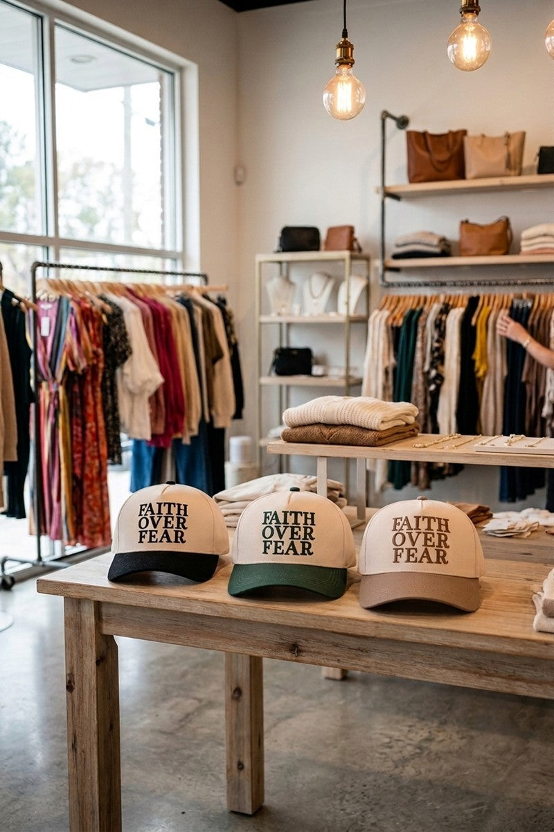 Faith over fear two tone cotton hat