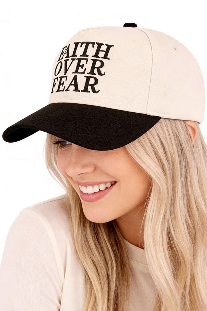 Faith over fear two tone cotton hat