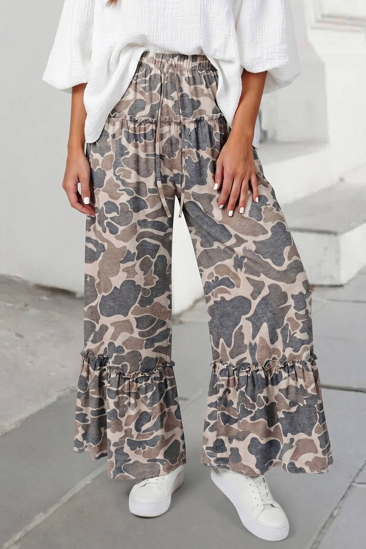 Aapparella - Camo Print Wide Leg Casual Pants | S-XL