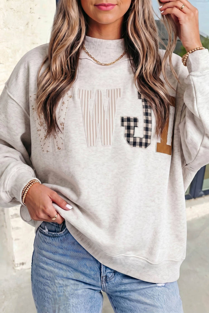 WWJD Embroidered Patch Mock Neck Sweatshirt