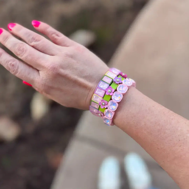 Taylor Elliott Designs - Enamel Stretch Bracelet - Rectangle Gems - Estelle -