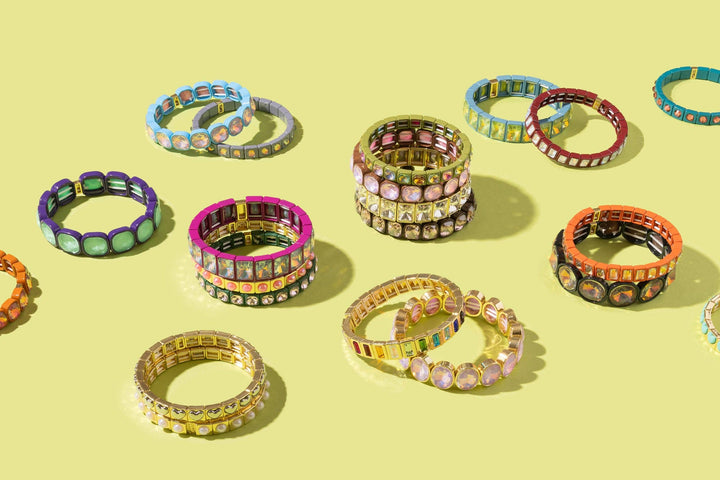 Taylor Elliott Designs - Enamel Stretch Bracelet - Earth Tone Colors -