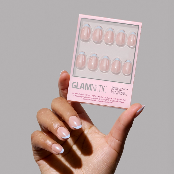Glamnetic - Into Blue Press-On Nails|Short Oval|Light Blue Glazed French