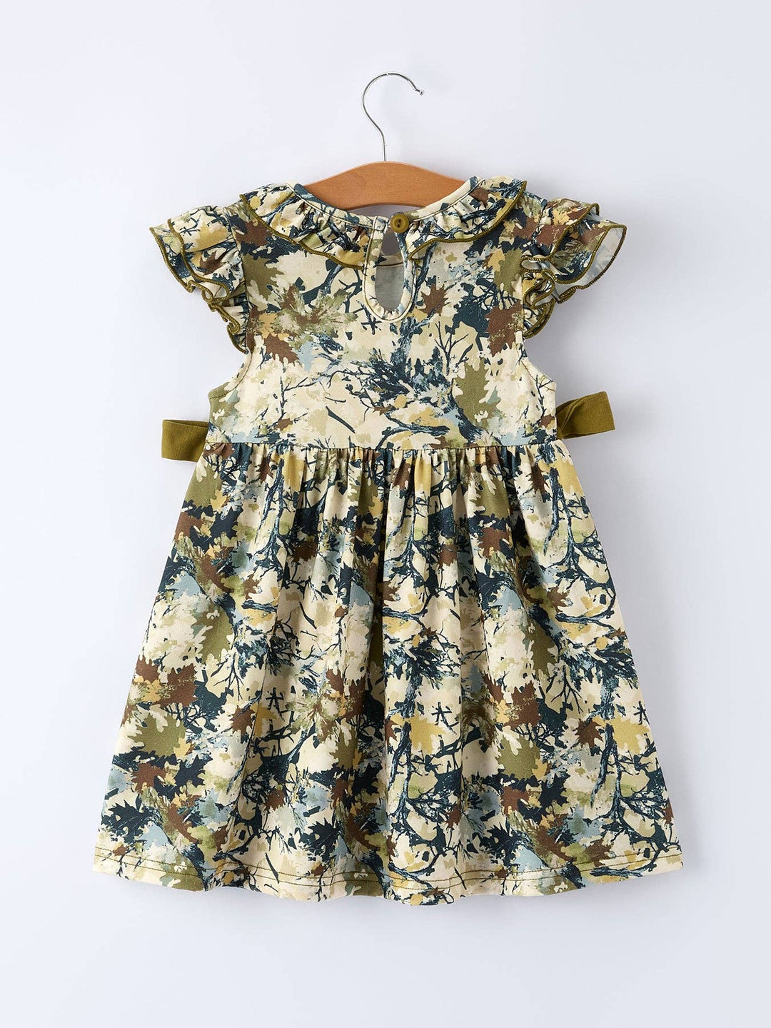 Rylee Faith Designs - Camo Duck Smocked Bow Ruffle Sleeves Girls Dress