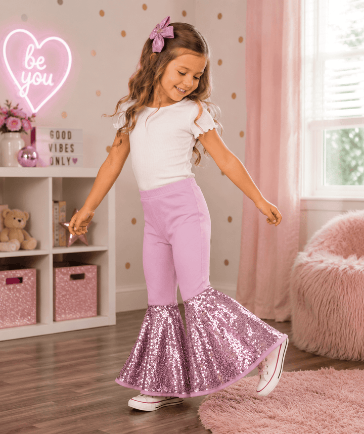 ILTEX Apparel - Bell Bottom Light Pink Sequin Pants