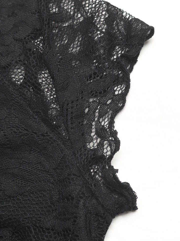 Summer Lace-Back Sheer Tee Slim  Trendy Top
