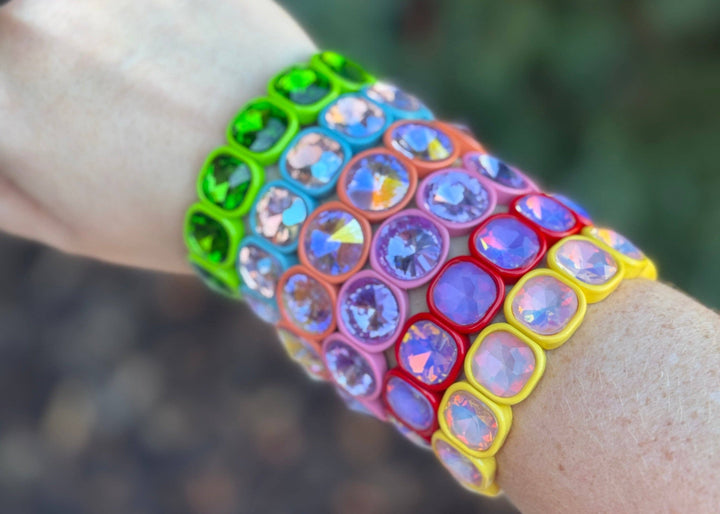 Taylor Elliott Designs - Enamel Stretch Bracelet - Rounded Gems - Elise -