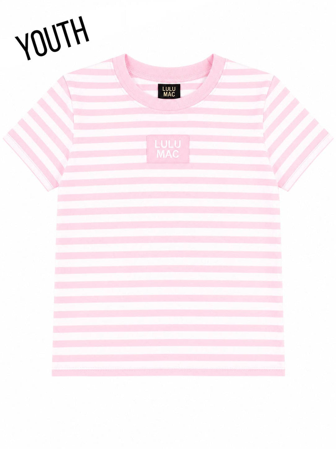 LULU MAC - KD-MC-STRIPE MONOCHROME PATCH YOUTH BABY DOLL TOP-LIGHT PINK