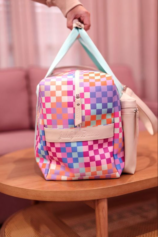 Jadelynn Brooke - Duffle Bag – Happy Checkered Long Pocket – Multi Checkered