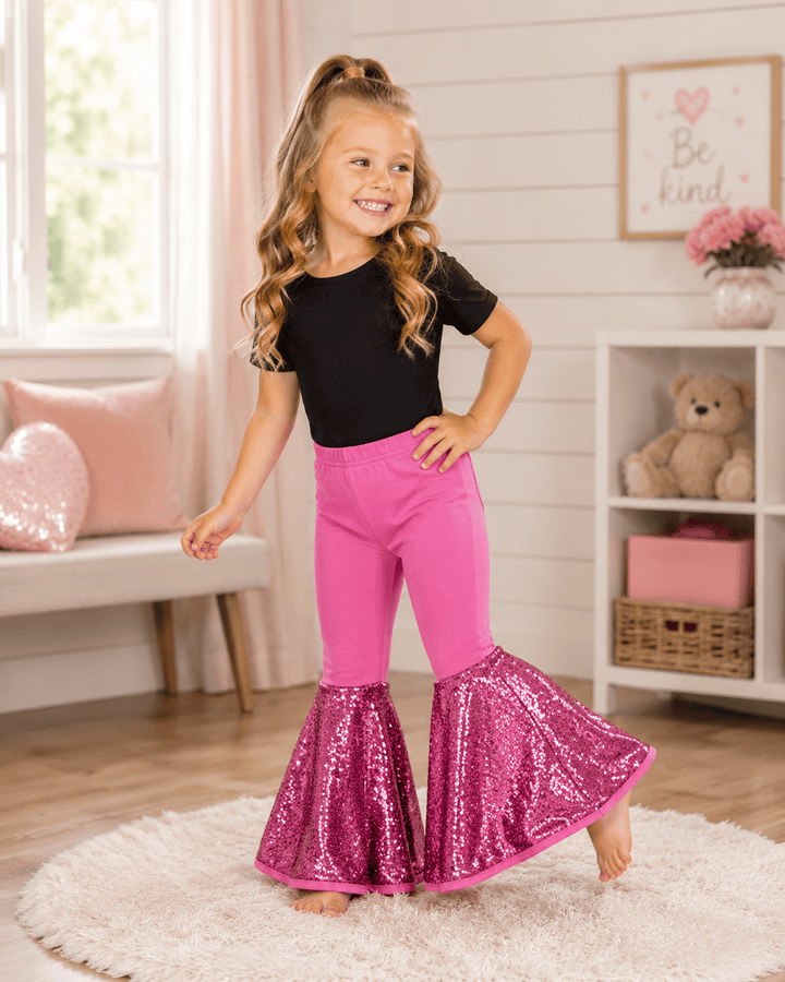 ILTEX Apparel - Bell Bottom Hot Pink Sequin Pants