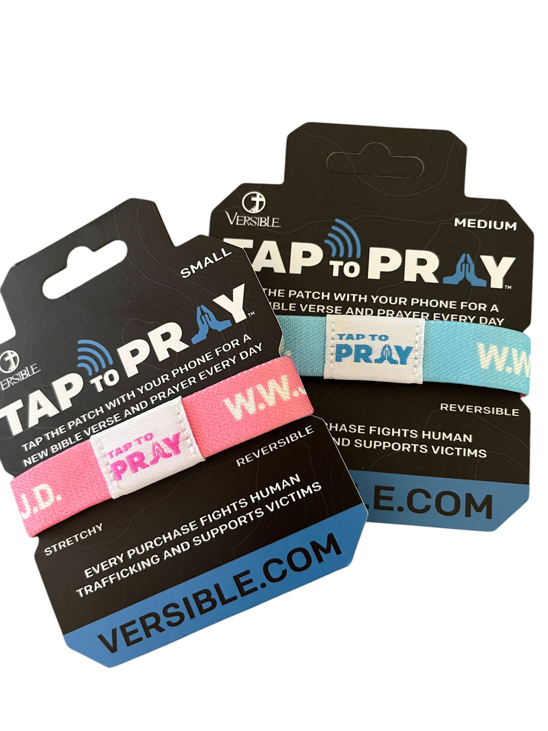 Versible - Tap To Pray™ Wristbands - Blue &amp; Pink WWJD