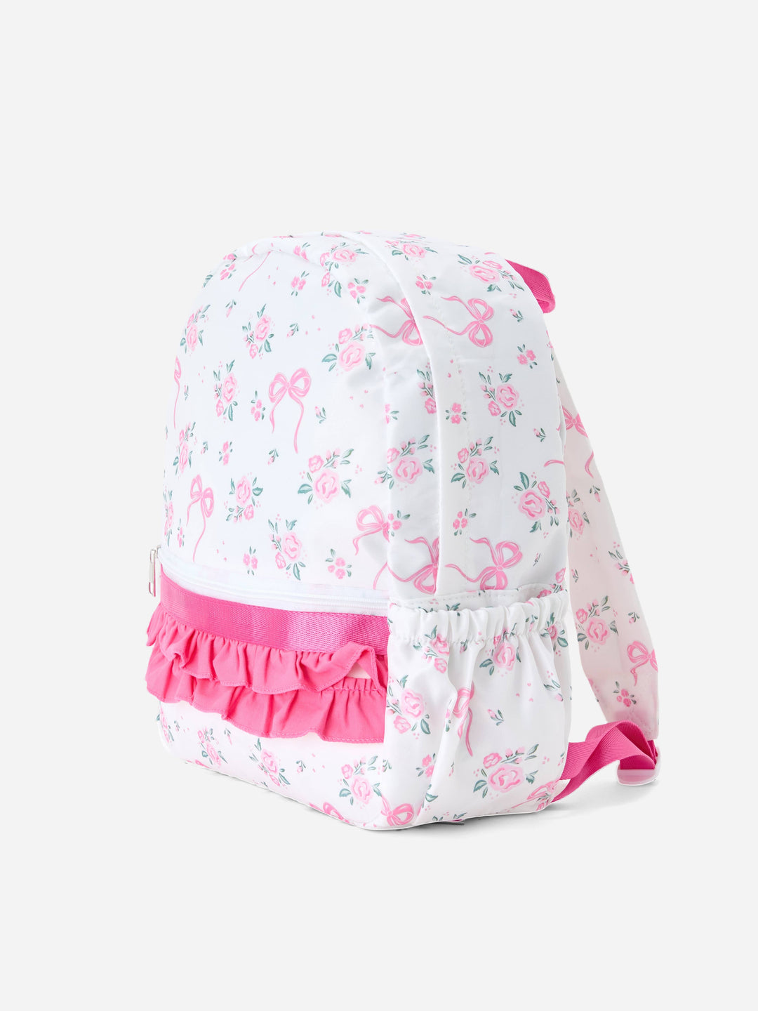 Floral Bow Print Girls Backpack Ruffle Bag