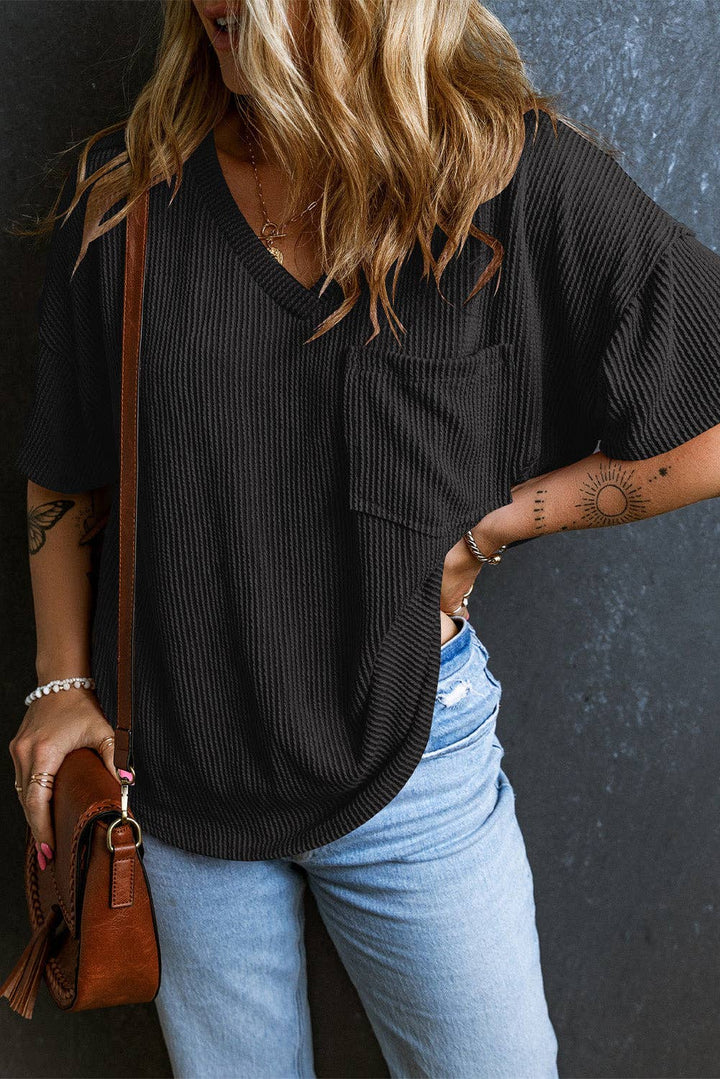 Corded V Neck