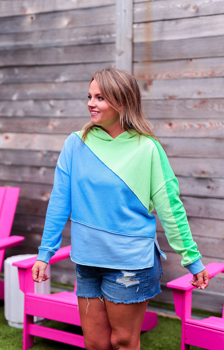 Jadelynn Brooke - Hoodie – Miles Ahead Hoodie - Morning Walk – Blues &amp; Limes