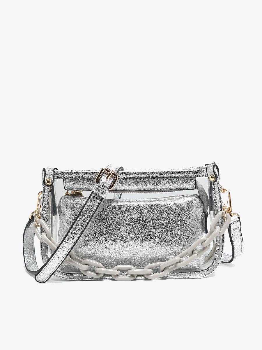 Jen &amp; Co. - Jessica Stadium Clear Crossbody Bag – Chain Strap | M2226CR