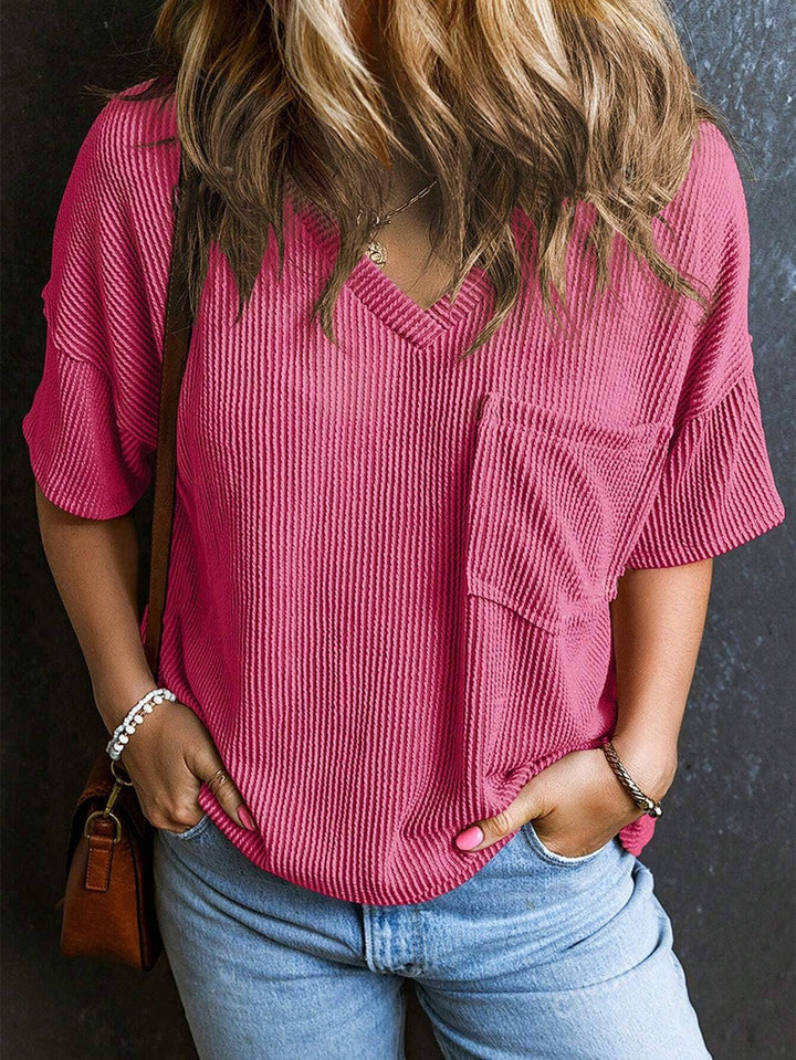 Corded V Neck
