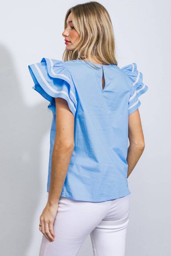 FLYING TOMATO - A solid woven top - IT12823 BLUE