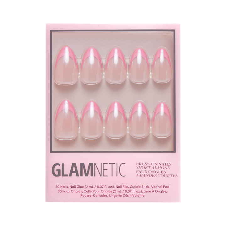 Glamnetic - Bubble Gum Glaze Press-On Nails|Pink French Tip|Pink