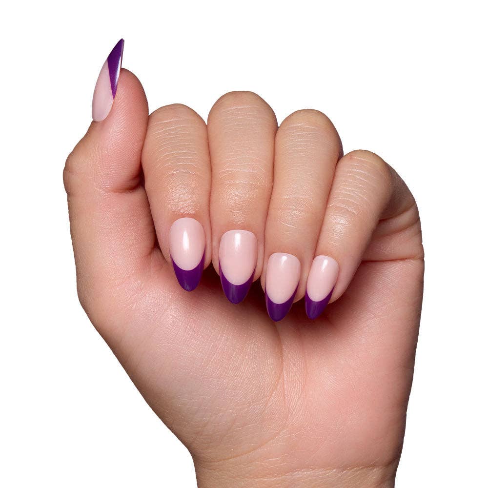 Glamnetic - Plum Press-On Nails | Purple French Tip | Short Almond