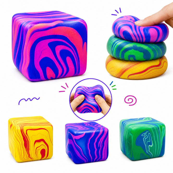 Swirl Cube Squishy Display - Stress Relief, Sensory, Toy