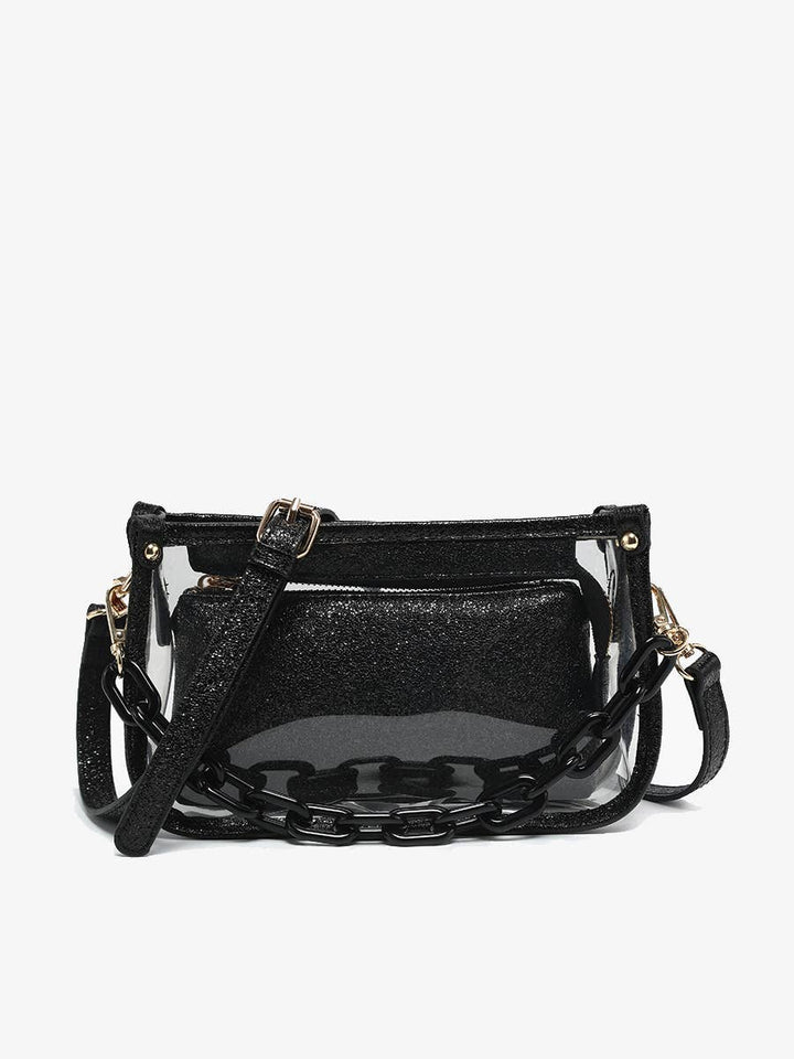 Jen &amp; Co. - Jessica Stadium Clear Crossbody Bag – Chain Strap | M2226CR