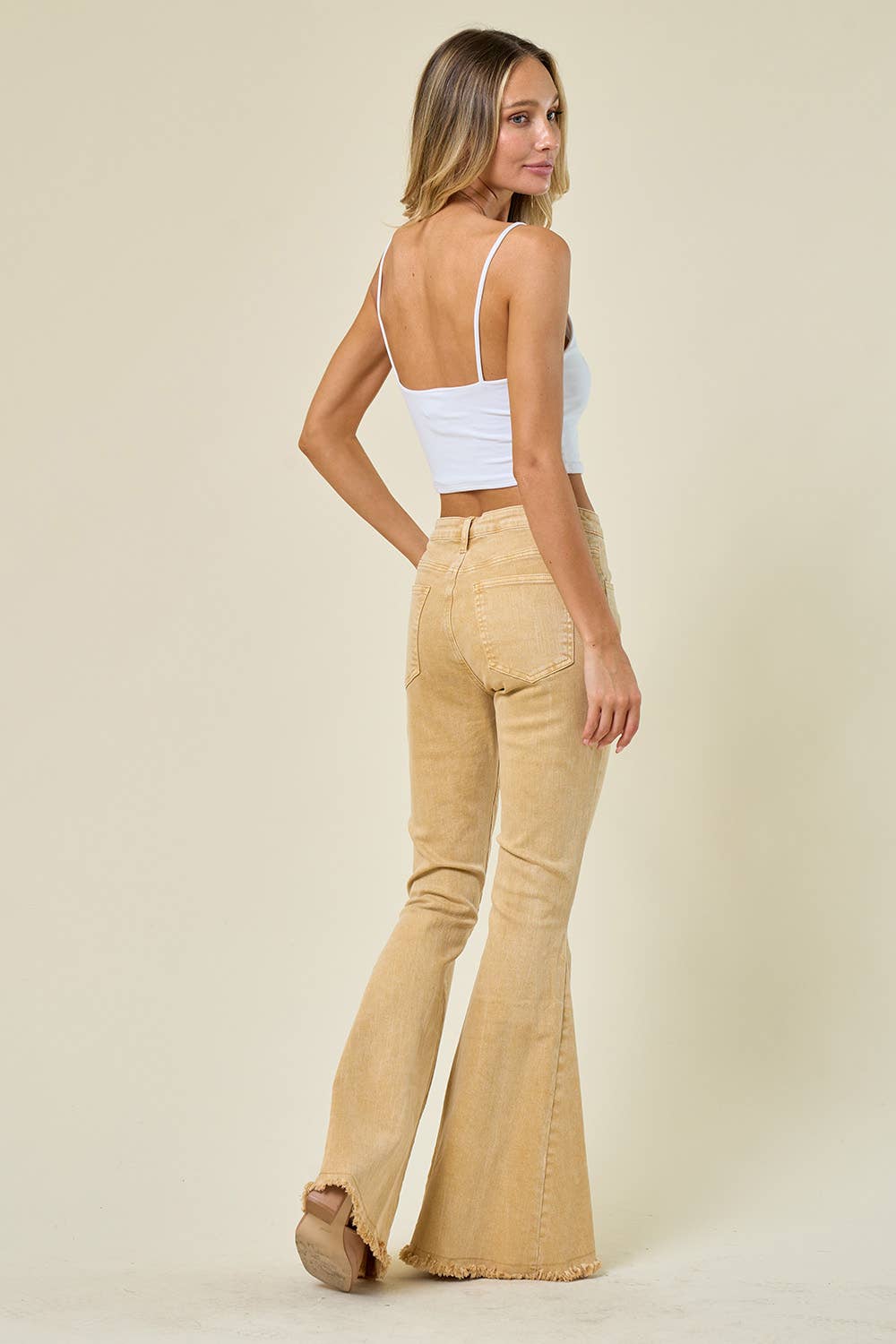 Saints &amp; Hearts - SIP6106G SAND - WESTERN STYLE ACID WASH FLARES WITH POCKETS