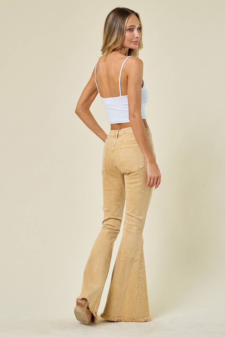 Saints &amp; Hearts - SIP6106G SAND - WESTERN STYLE ACID WASH FLARES WITH POCKETS