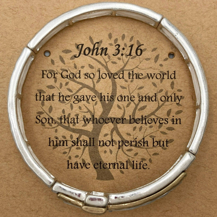 Lunar Deer - Engraved Cross John 3:16 Stretch Bracelet