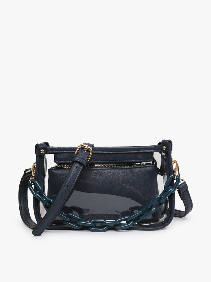 Jen &amp; Co. - Jessica Stadium Clear Crossbody Bag – Chain Strap | M2226CR