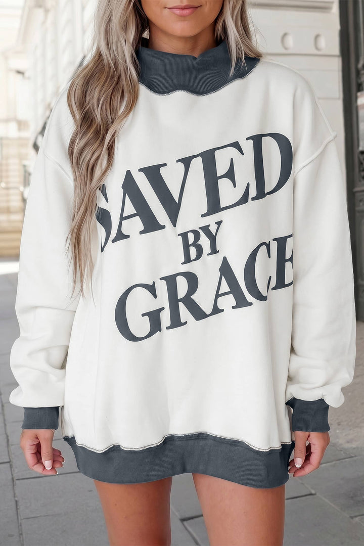 Aapparella - Saved By Grace Colorblock Mock Neck Sweatshirt | S-4X