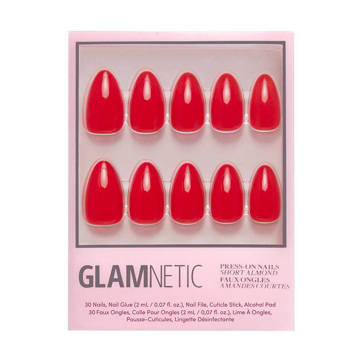 Glamnetic - Fiery Red Press-On Nails | Solid Nails | Short Almond Length