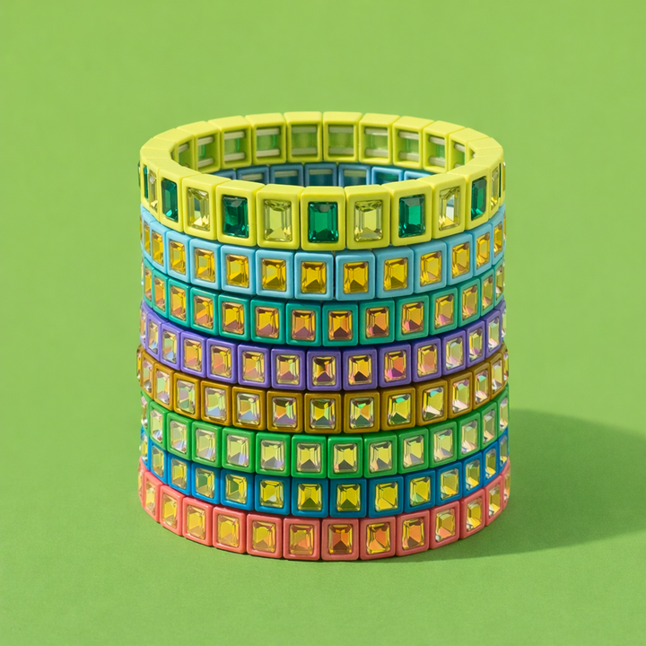 Taylor Elliott Designs - Enamel Stretch Bracelet - Small Gems - Penelope -