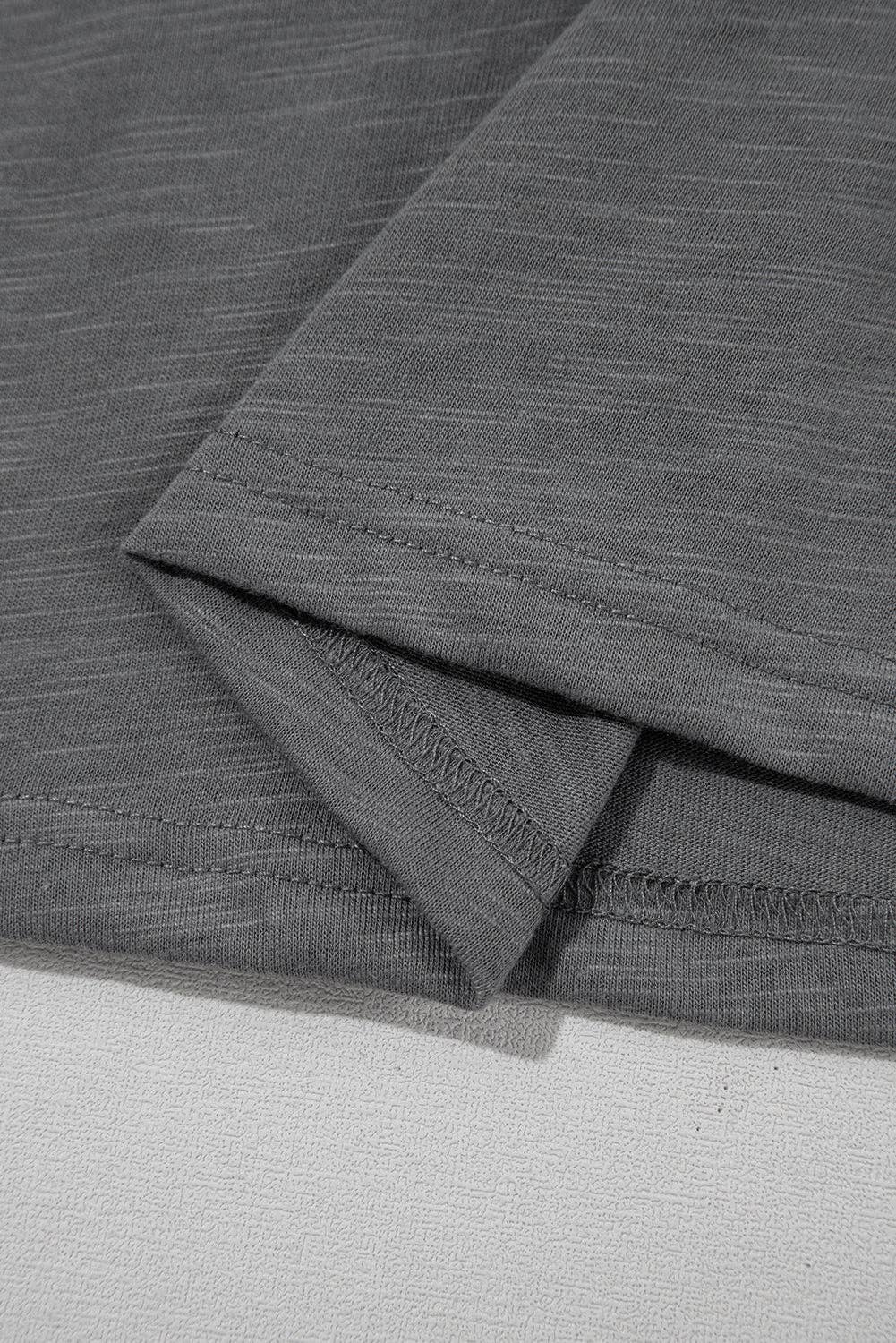 - Dark Grey Ruffle Sleeve Tee Casual Summer Top
