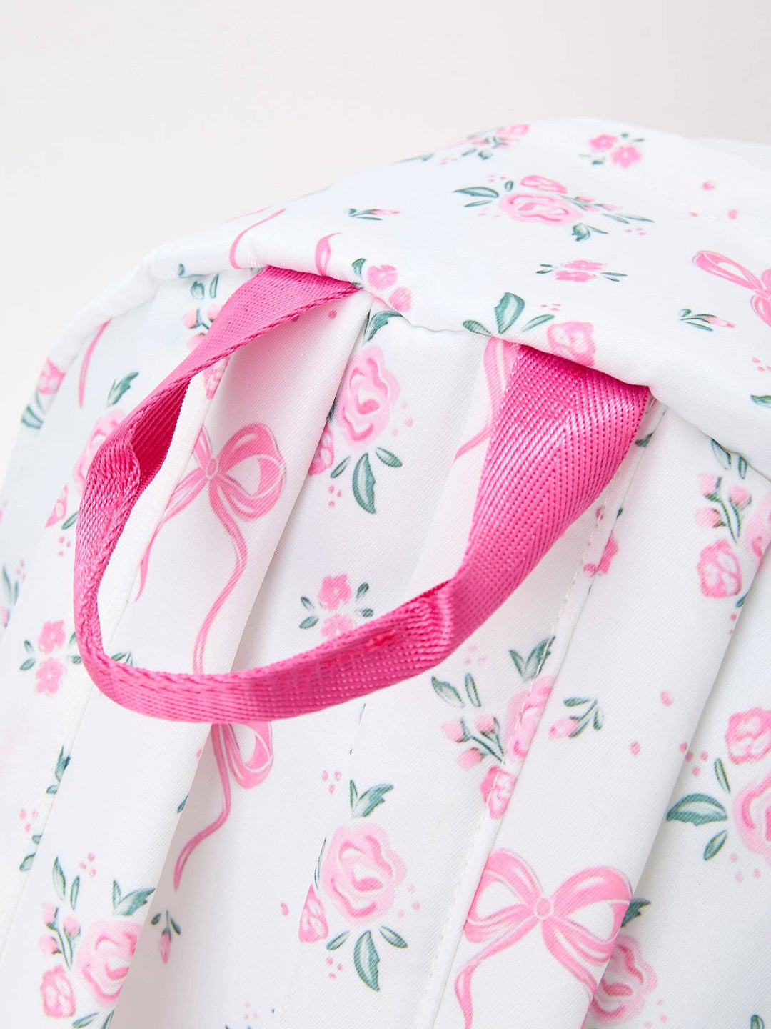 Floral Bow Print Girls Backpack Ruffle Bag