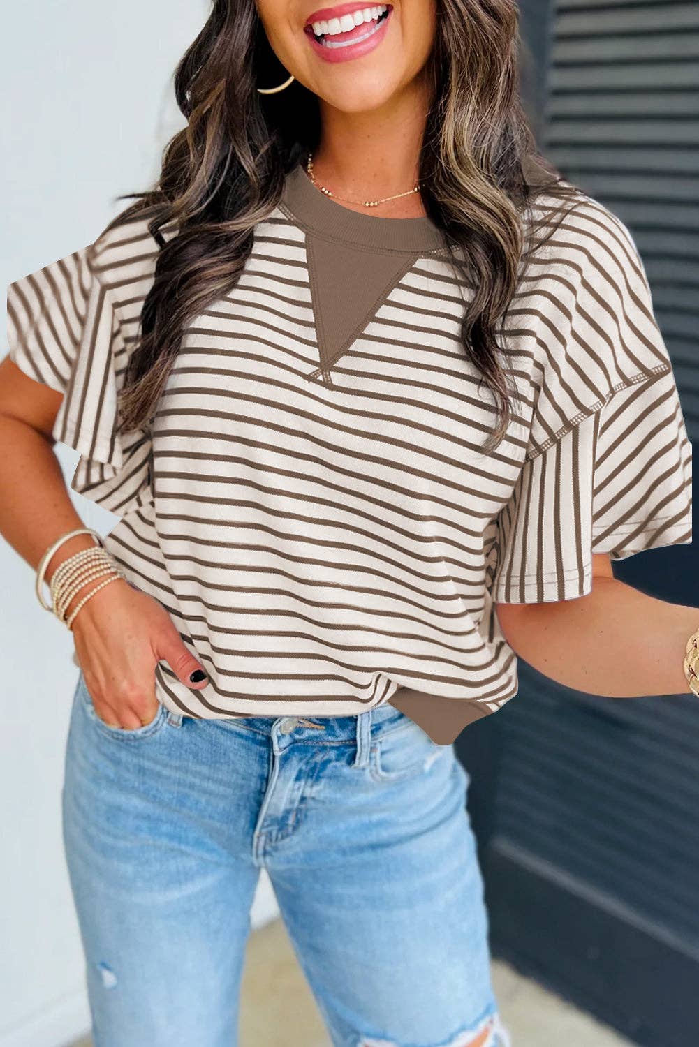 Striped Ruffle Top