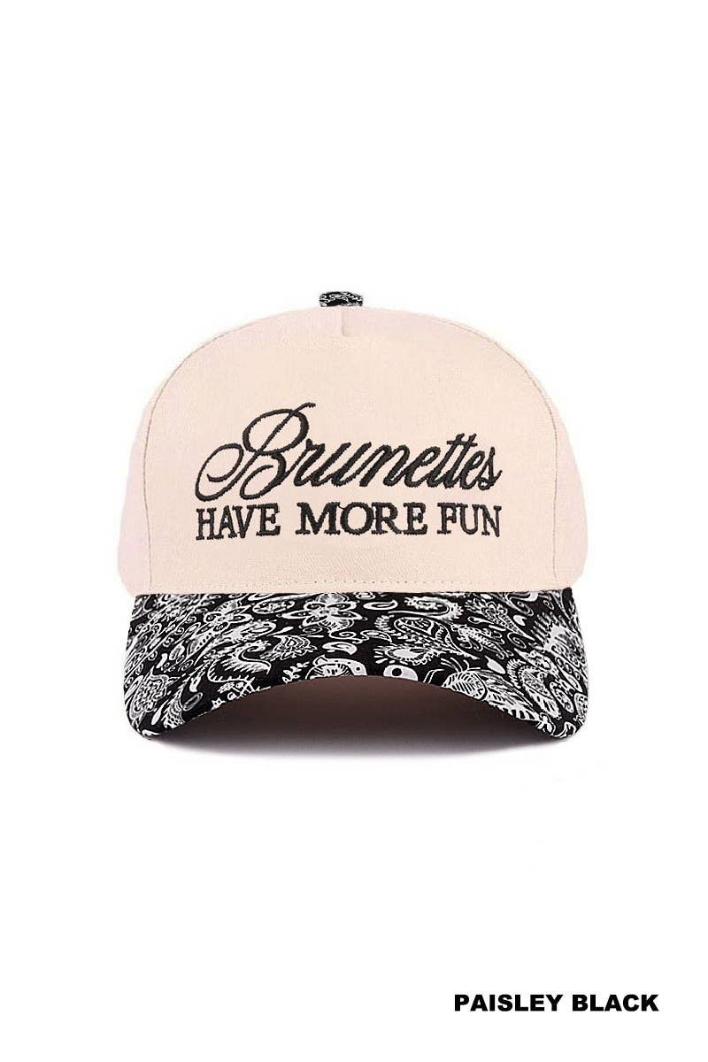 Brunettes Have More Fun Two-tone Canvas Cotton Cap
