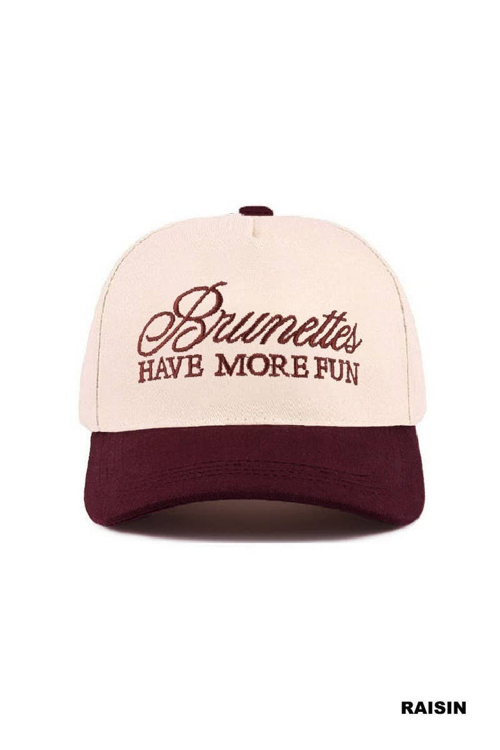 Brunettes Have More Fun Two-tone Canvas Cotton Cap