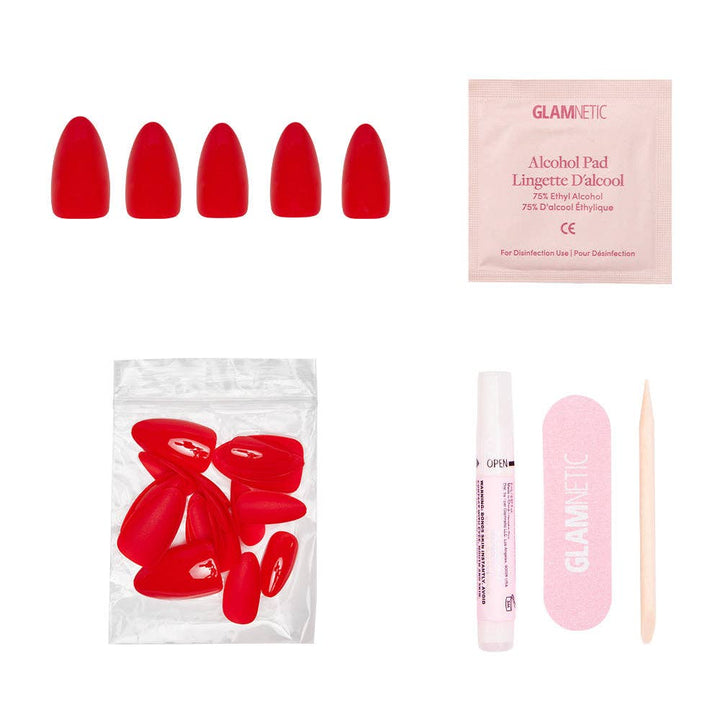 Glamnetic - Fiery Red Press-On Nails | Solid Nails | Short Almond Length