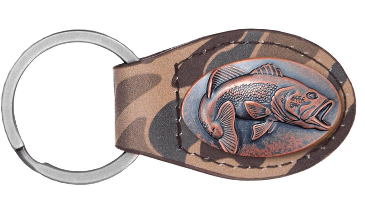 Brown Old School Camo Leather Key Fob.
