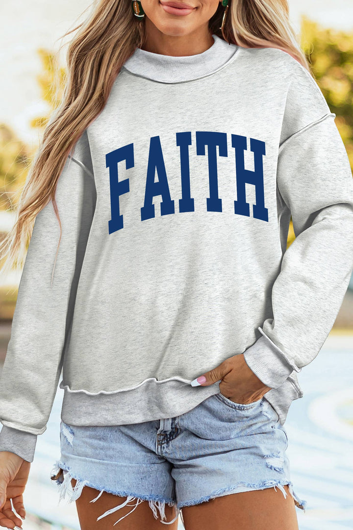 Little Daisy Closet - LDC FAITH/ JESUS Double Side Reversible Mock Neck Sweatshirt