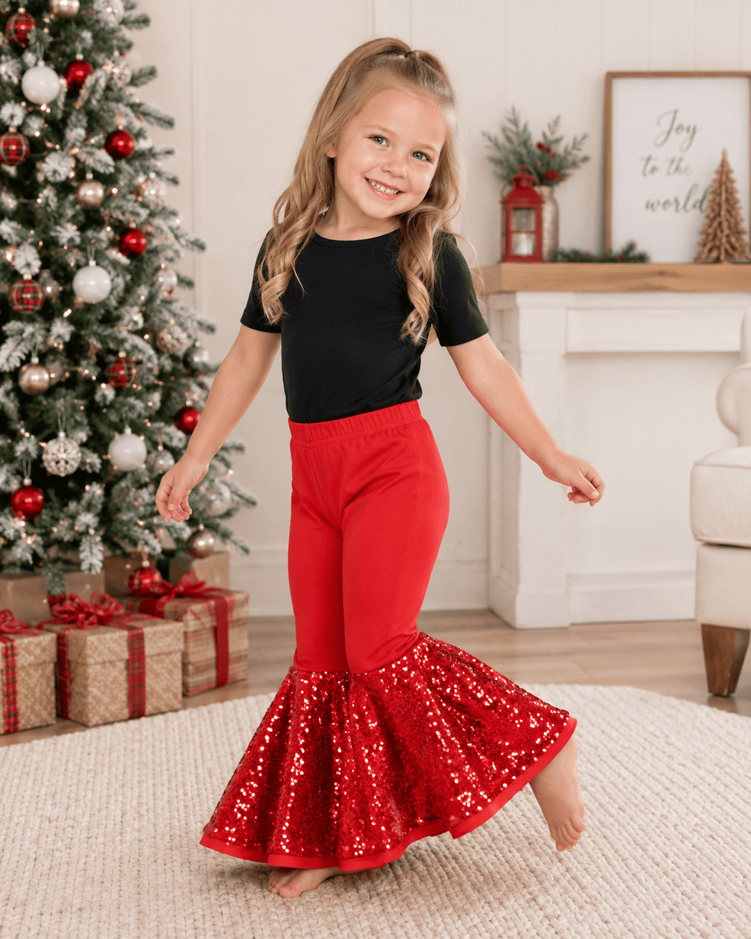 ILTEX Apparel - Bell Bottom Red Sequin Pants
