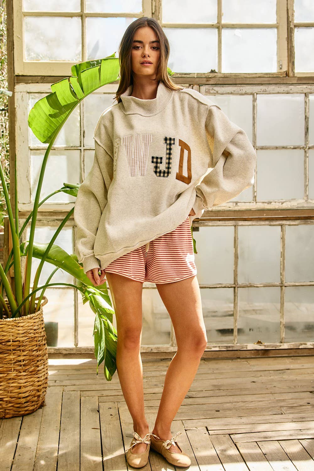 BUCKETLIST INC - IT2594E-WWJD1 | WWJD Embroidered Mock-neck Sweatshirt