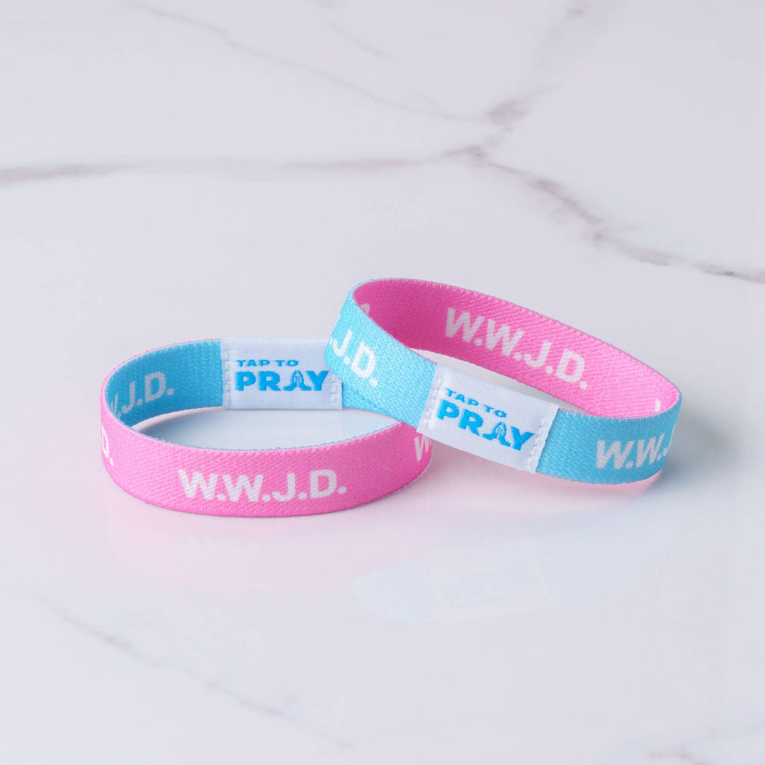 Versible - Tap To Pray™ Wristbands - Blue &amp; Pink WWJD