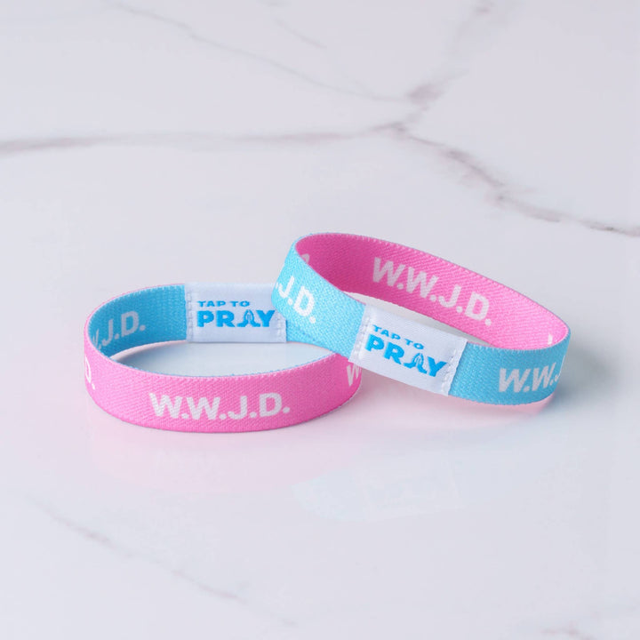Versible - Tap To Pray™ Wristbands - Blue &amp; Pink WWJD