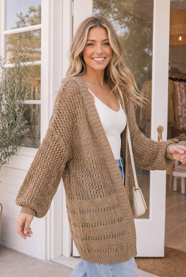 Kori America - Boho Open Stitch Cocoon Cardigan