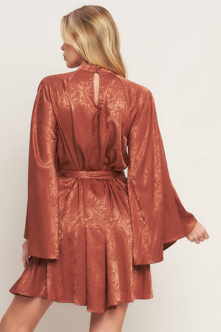FLYING TOMATO - A woven jacquard satin mini dress - ID20594