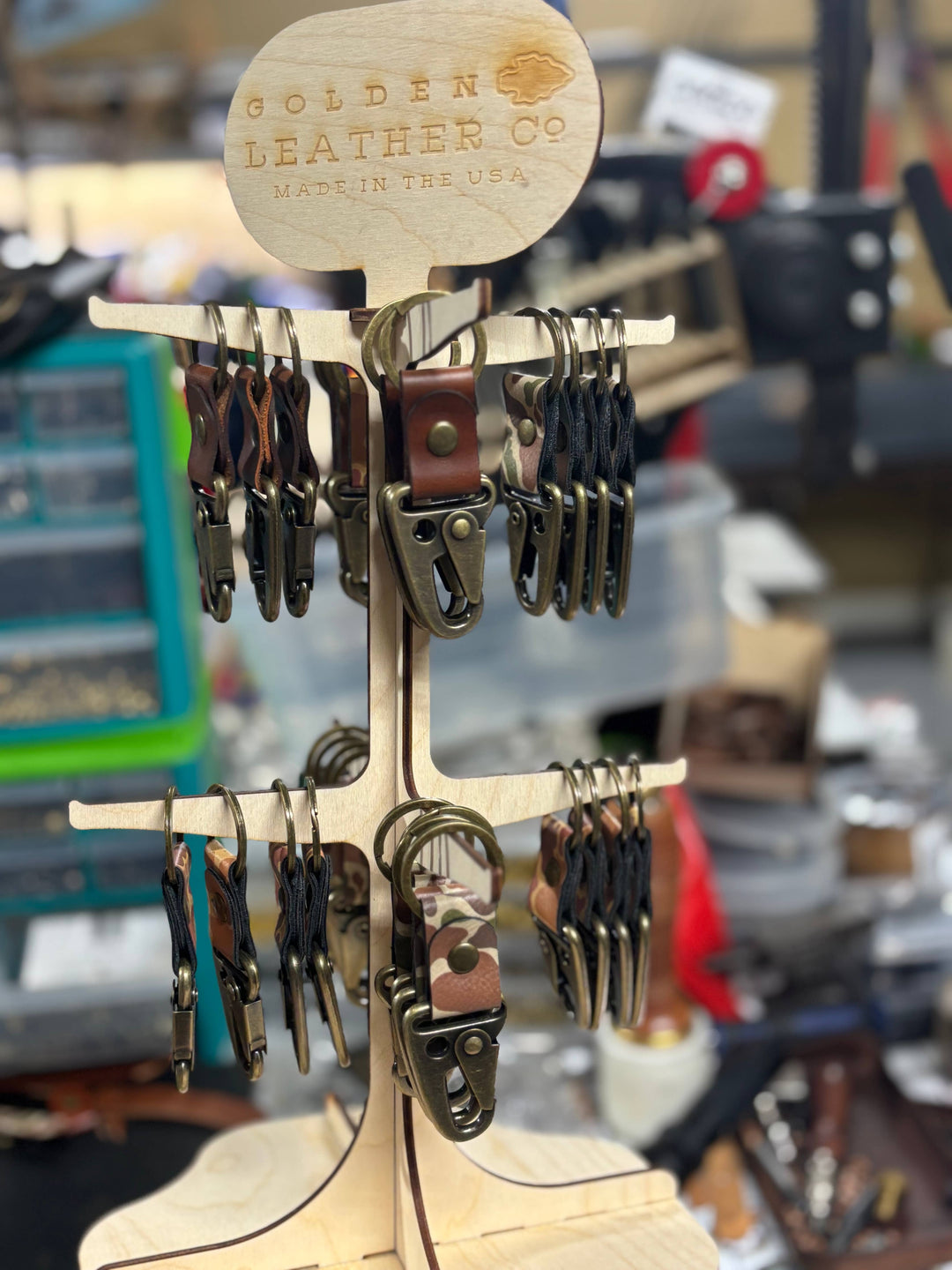 Leather/Camo Clip Keychain